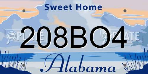 208BO4 Alabama License Plate