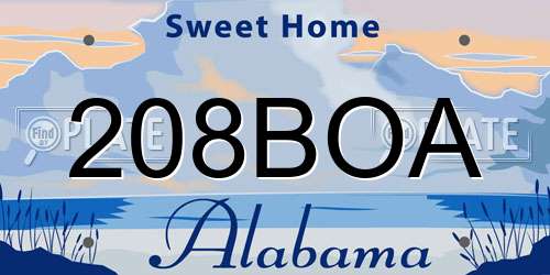 208BOA Alabama License Plate