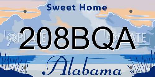 208BQA Alabama License Plate