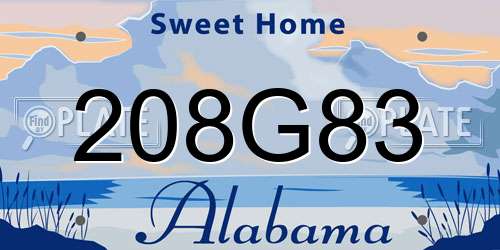 208G83 Alabama License Plate