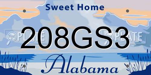 208GS3 Alabama License Plate