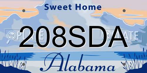 208SDA Alabama License Plate