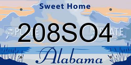 208SO4 Alabama License Plate