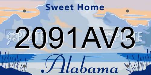2091AV3 Alabama License Plate