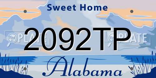 2092TP Alabama License Plate