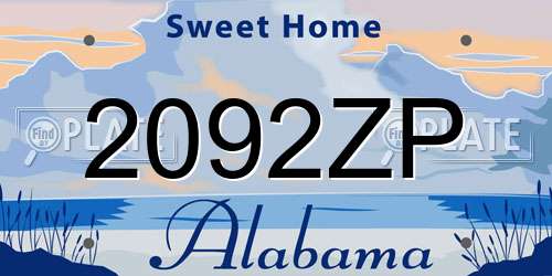 2092ZP Alabama License Plate
