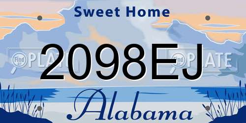 2098EJ Alabama License Plate