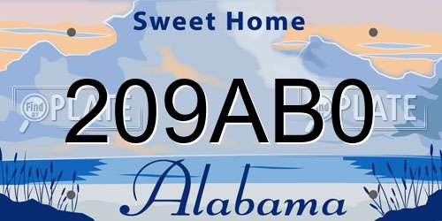 209AB0 Alabama License Plate