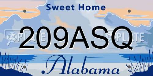 209ASQ Alabama License Plate