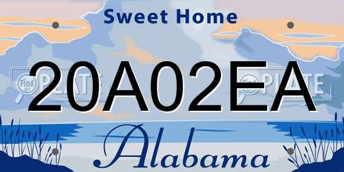20A02EA Alabama License Plate