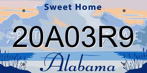 20A03R9 Alabama License Plate