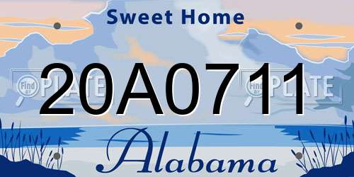 20A0711 Alabama License Plate