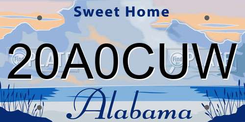 20A0CUW Alabama License Plate