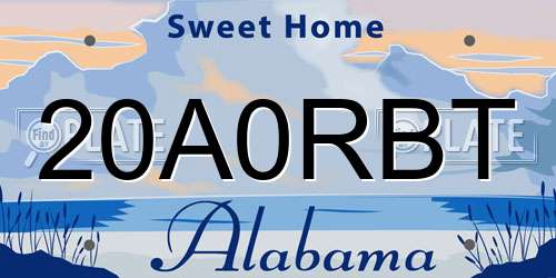 20A0RBT Alabama License Plate