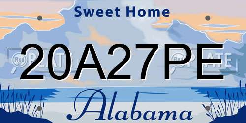 20A27PE Alabama License Plate