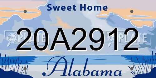20A2912 Alabama License Plate