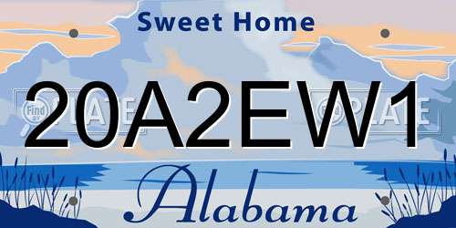 20A2EW1 Alabama License Plate