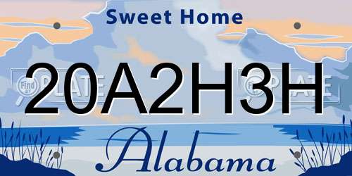20A2H3H Alabama License Plate