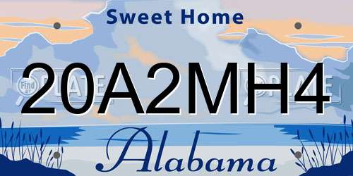 20A2MH4 Alabama License Plate
