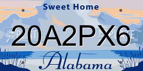 20A2PX6 Alabama License Plate