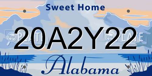 20A2Y22 Alabama License Plate