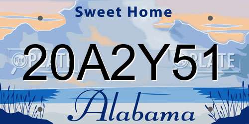 20A2Y51 Alabama License Plate