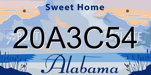 20A3C54 Alabama License Plate