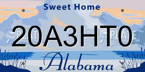 20A3HT0 Alabama License Plate
