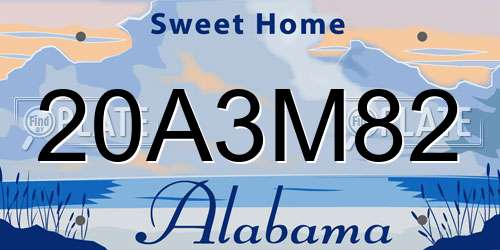 20A3M82 Alabama License Plate