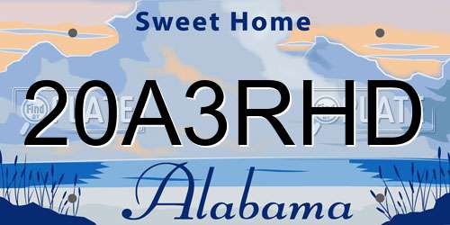 20A3RHD Alabama License Plate