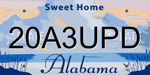 20A3UPD Alabama License Plate
