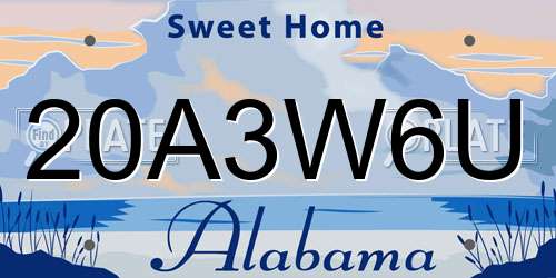 20A3W6U Alabama License Plate