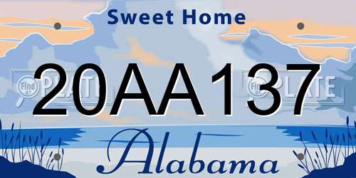 20AA137 Alabama License Plate