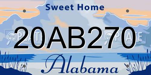 20AB270 Alabama License Plate