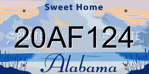 20AF124 Alabama License Plate