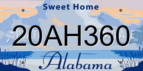 20AH360 Alabama License Plate
