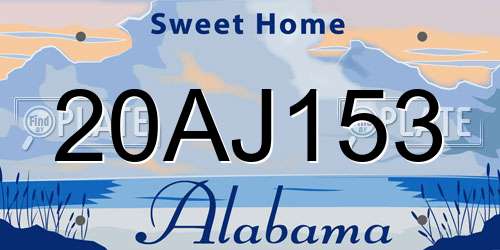20AJ153 Alabama License Plate