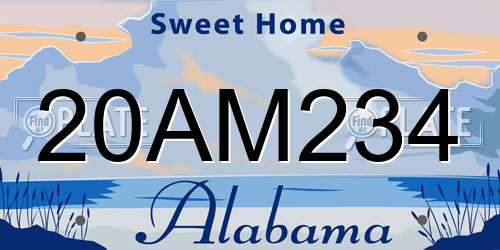 20AM234 Alabama License Plate