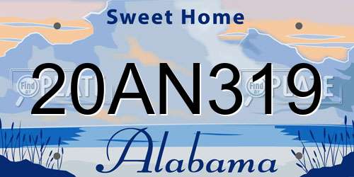 20AN319 Alabama License Plate