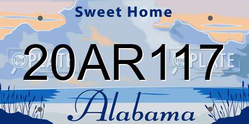 20AR117 Alabama License Plate