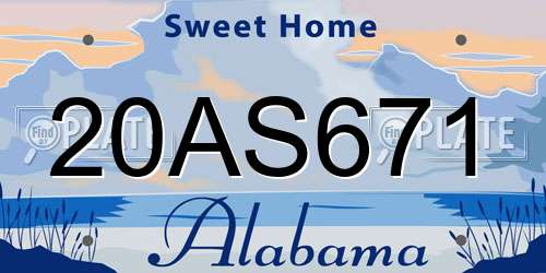 20AS671 Alabama License Plate