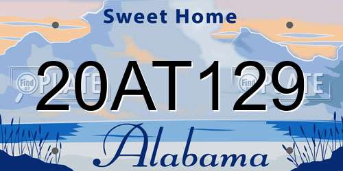 20AT129 Alabama License Plate