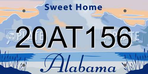 20AT156 Alabama License Plate