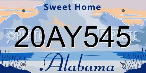 20AY545 Alabama License Plate