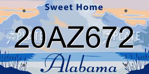 20AZ672 Alabama License Plate