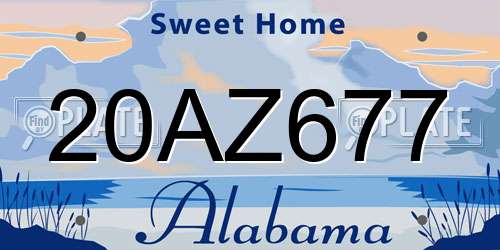 20AZ677 Alabama License Plate