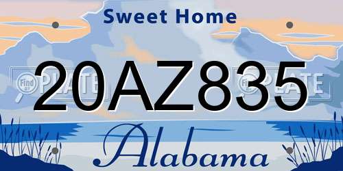 20AZ835 Alabama License Plate