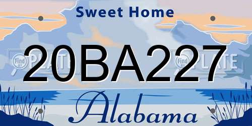 20BA227 Alabama License Plate