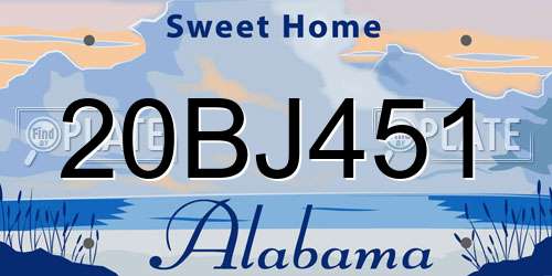 20BJ451 Alabama License Plate