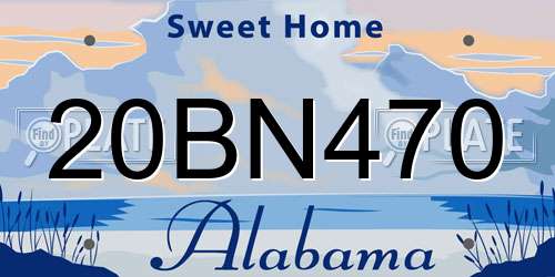 20BN470 Alabama License Plate